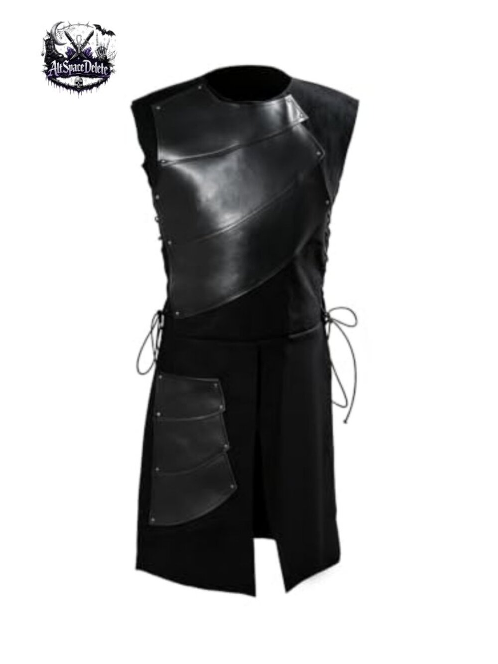 Pexlaxy Men's Medieval Renaissance Waistcoat Vest Polyester Synthetic Leather
